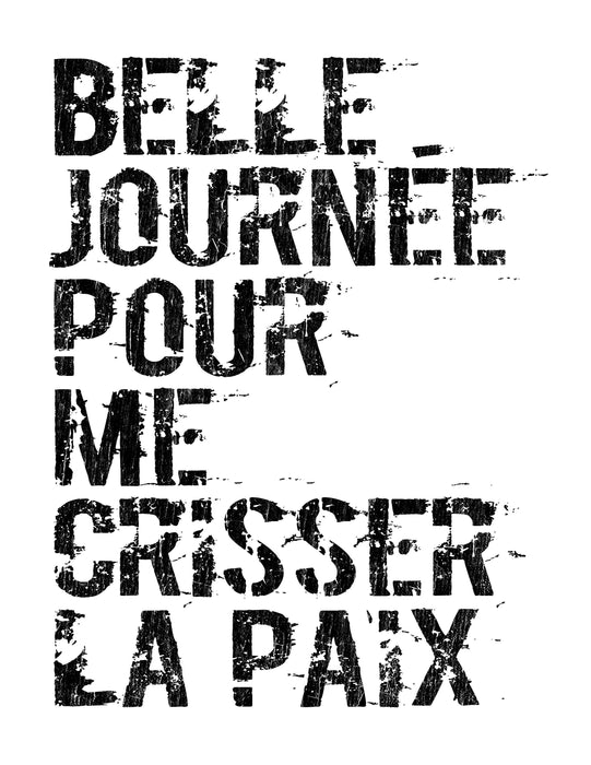 Belle Journée pour me Crisser la paix - Coton Ouaté Unisexe
