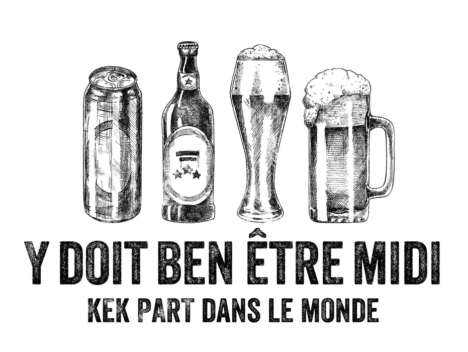 Y doit ben être midi kek part dans le monde - T-Shirt Col en ROND HOMME