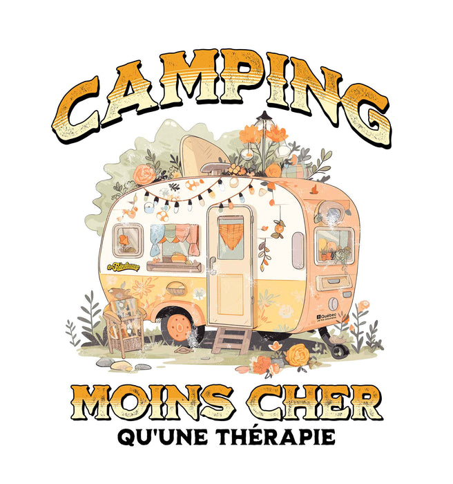 CAMPING moins cher qu'une thérapie (version roulotte) - Coton Ouaté Unisexe à capuche