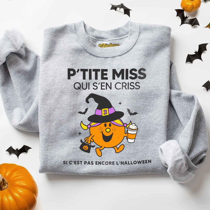 P'tite miss qui s'en criss si c'est pas encore l'halloween - Coton Ouaté Unisexe
